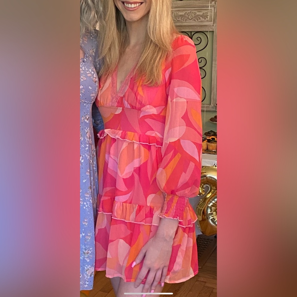 Vibrant Pink Long Sleeve Dress